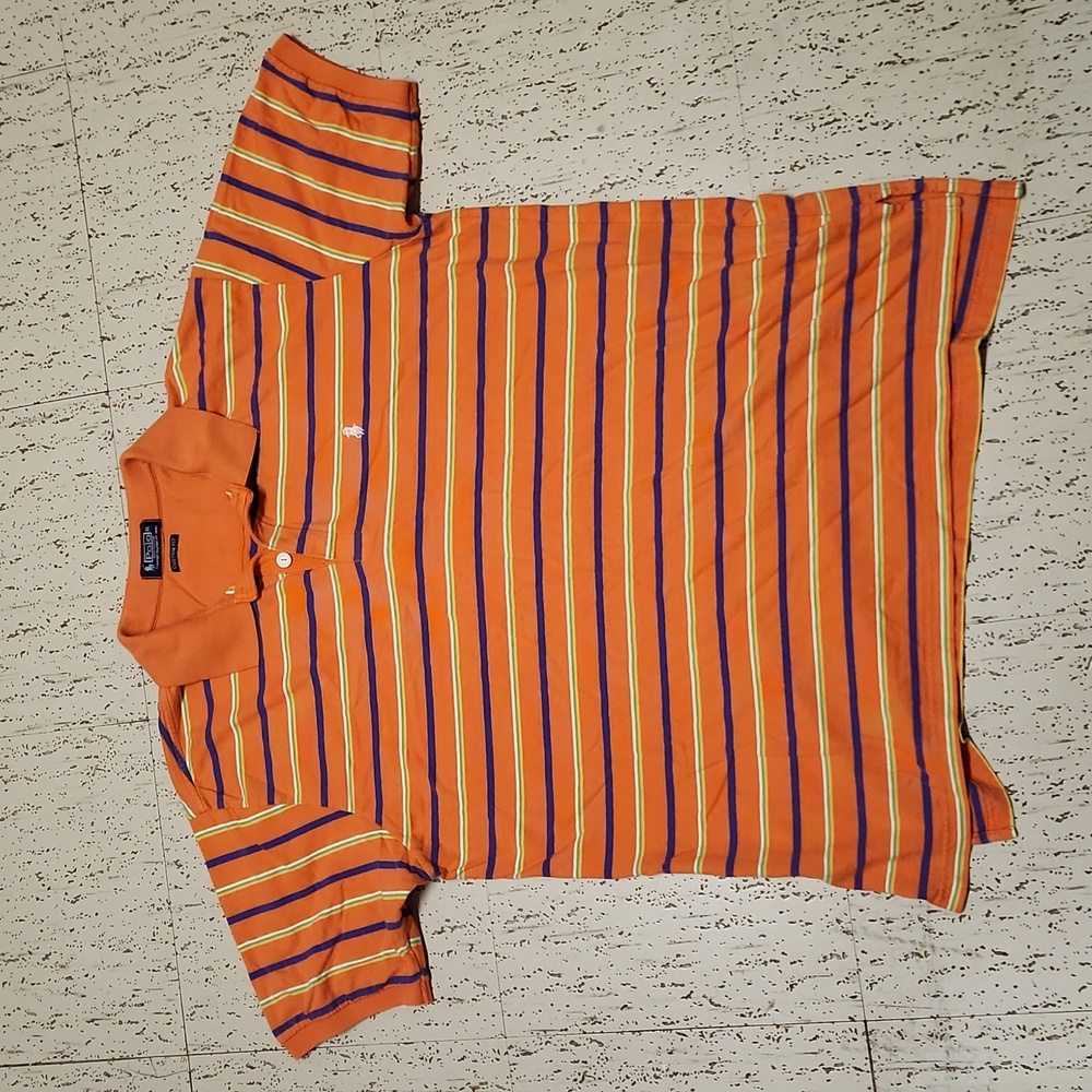 Ralph Lauren Polo Orange Stripe 1/4 Button Down Custom Fit Shirt Vintage 90s